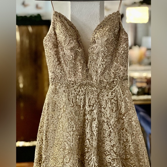 NEW Tarik Ediz style 93688 Gold w/ Rhinestones - Picture 7 of 8